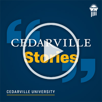 Cedarville Stories branded image with play button