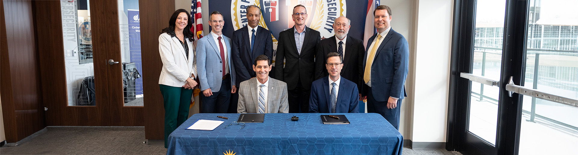 Cedarville University's Cybers Security Team celebrates signing of EPA with Wright Patterson Air Force Base