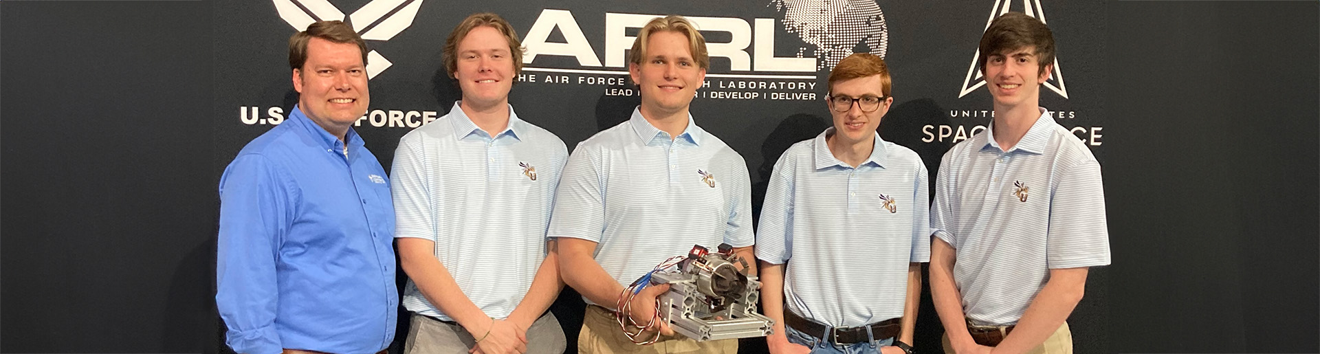 Cedarville University APOP team 2025. Dr. Jospeh Miller (advisor), Isaiah Hansen, Grant Weise, Chris Tooill and Grant Goodrich.