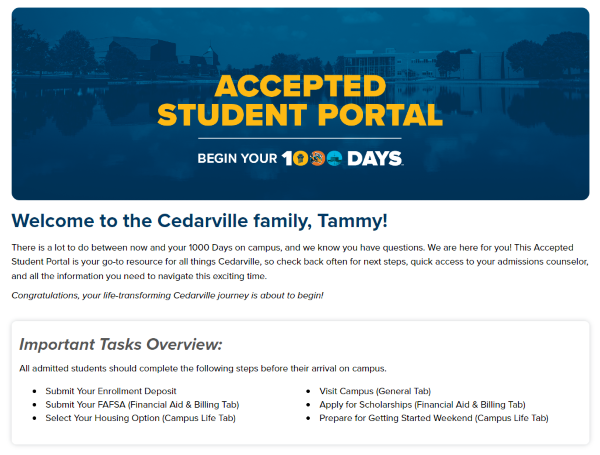 Accepted student portal.