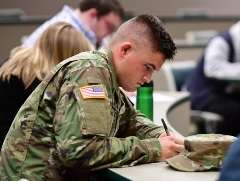 ROTC student in class