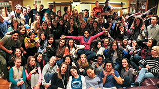 Large group of international students